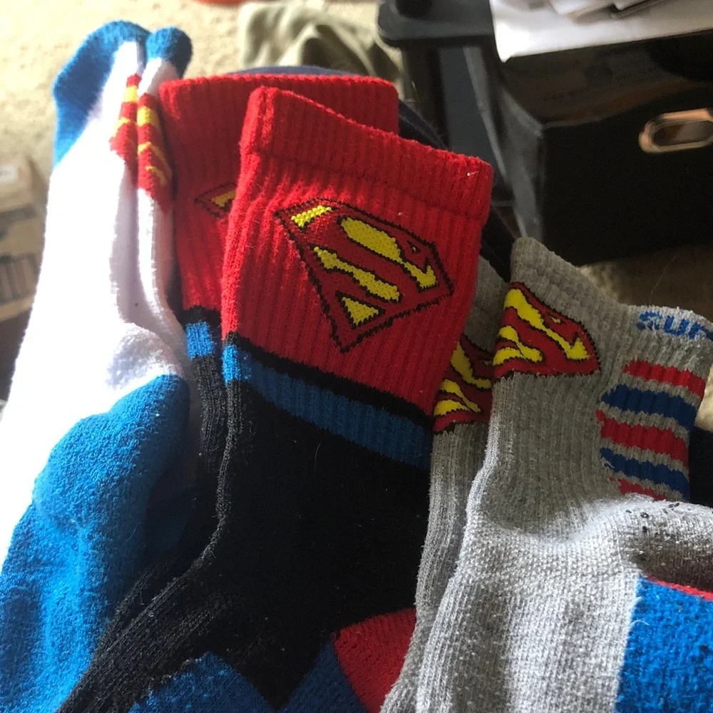 Superman Men's Crew Socks - Red, Blue, Black (Pack)